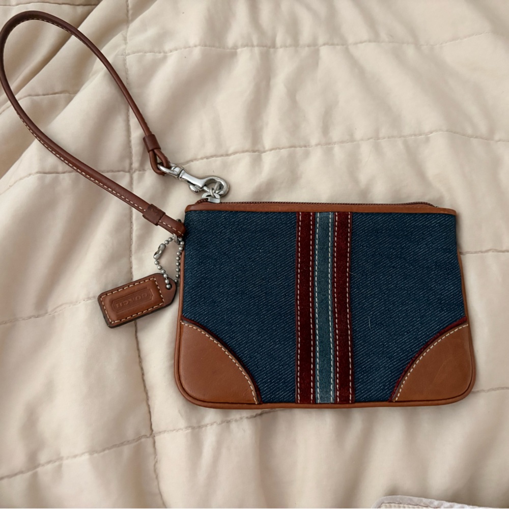 Vintage Coach Denim and Suede Wristlet